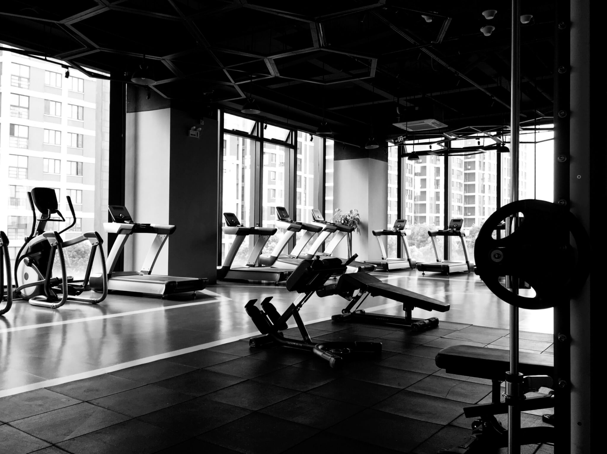Empty Gym in Black and White